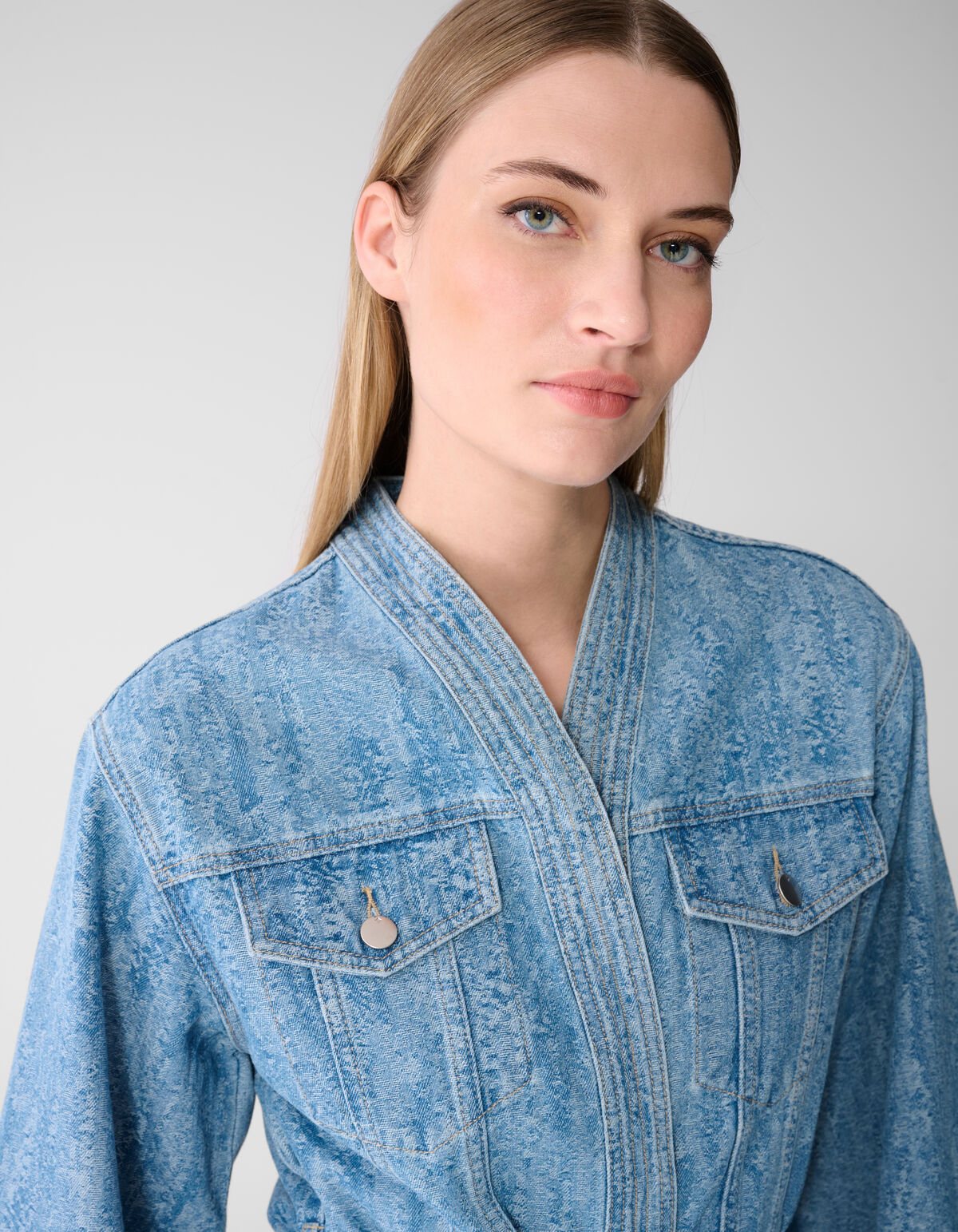 Jacquard Kimono Jacke Blau SHOEBY WOMEN