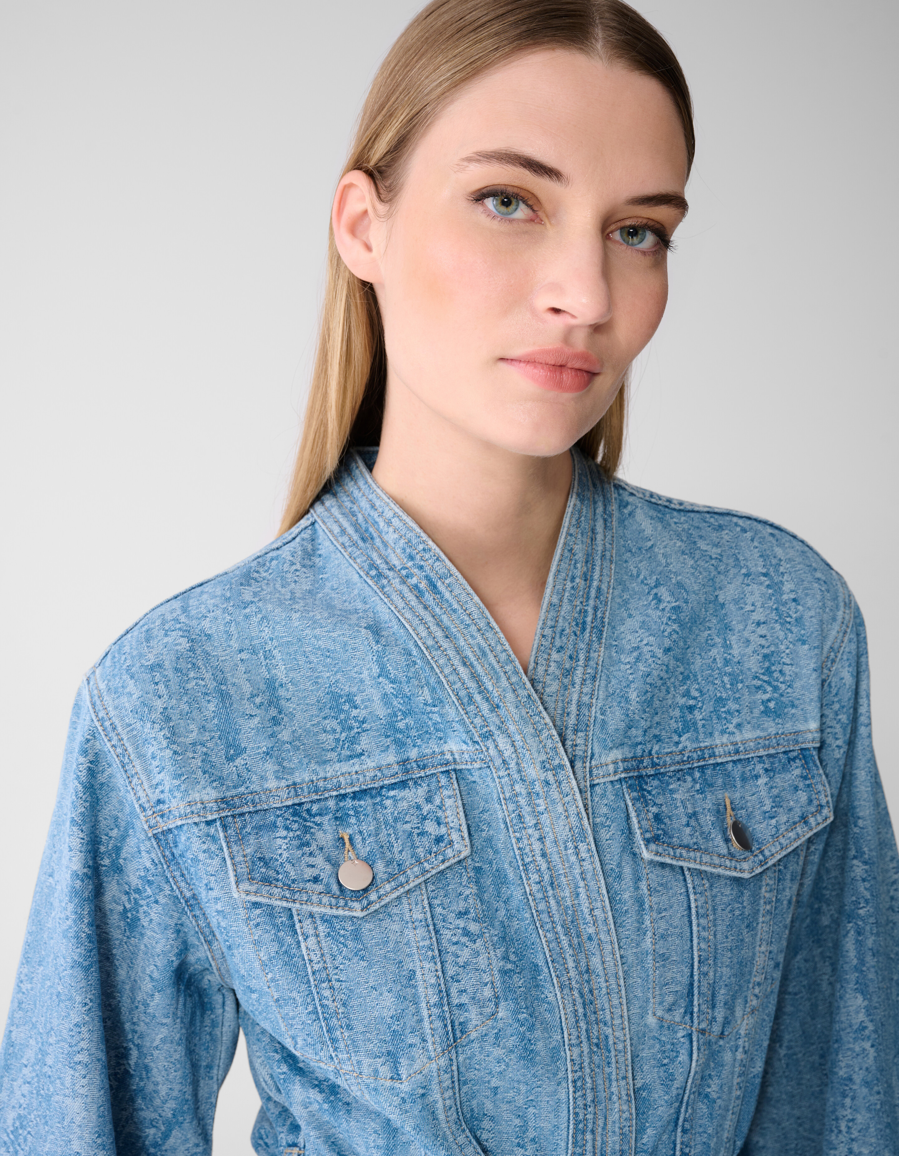 Jacquard Kimono Jacke Blau SHOEBY WOMEN