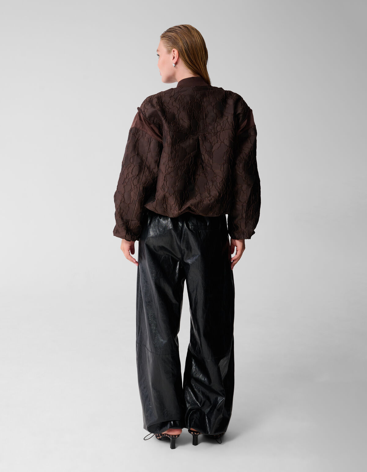 Blumen-Jacquard-Bomber Dunkelbraun SHOEBY WOMEN