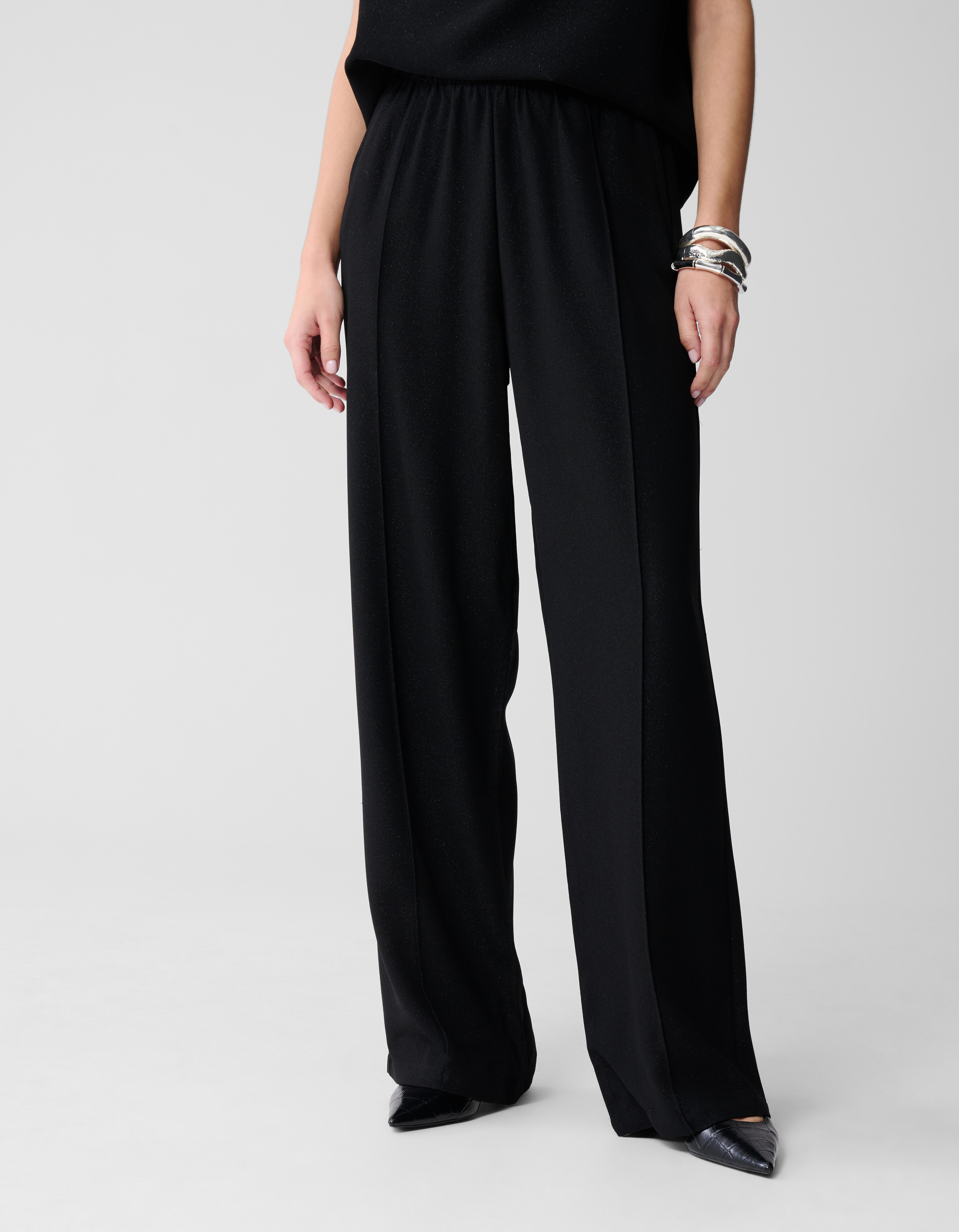 Schwarzer Glitzer-Hose mit weitem Bein SHOEBY WOMEN