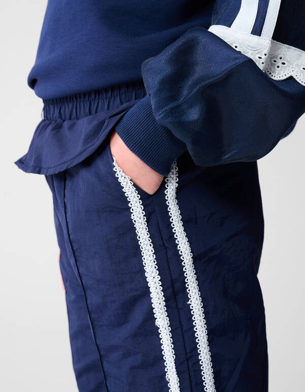 R&uuml;schen-Hose mit weitem Bein Dunkelblau SHOEBY GIRLS