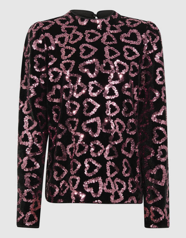 Sequin Heart Longsleeve Top Hellrosa SHOEBY GIRLS
