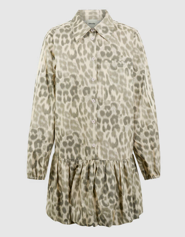 Leopard-Ballon-Minikleid Hellbraun SHOEBY GIRLS