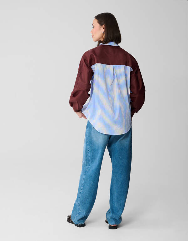 Mix Nadelstreifenbluse Blau/Dunkelrot SHOEBY WOMEN