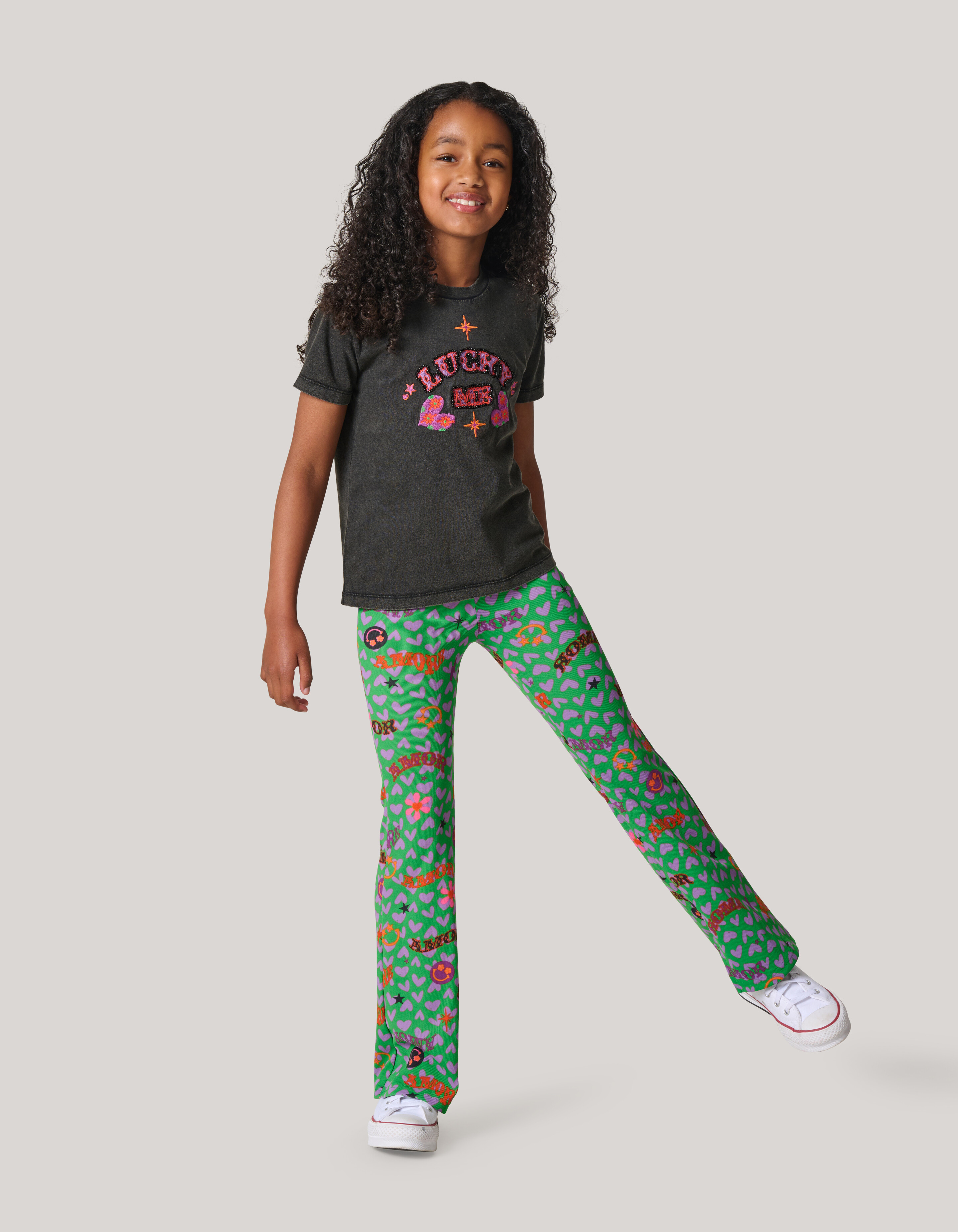 Bedruckte Rippenstrick Leggings Groen SHOEBY GIRLS