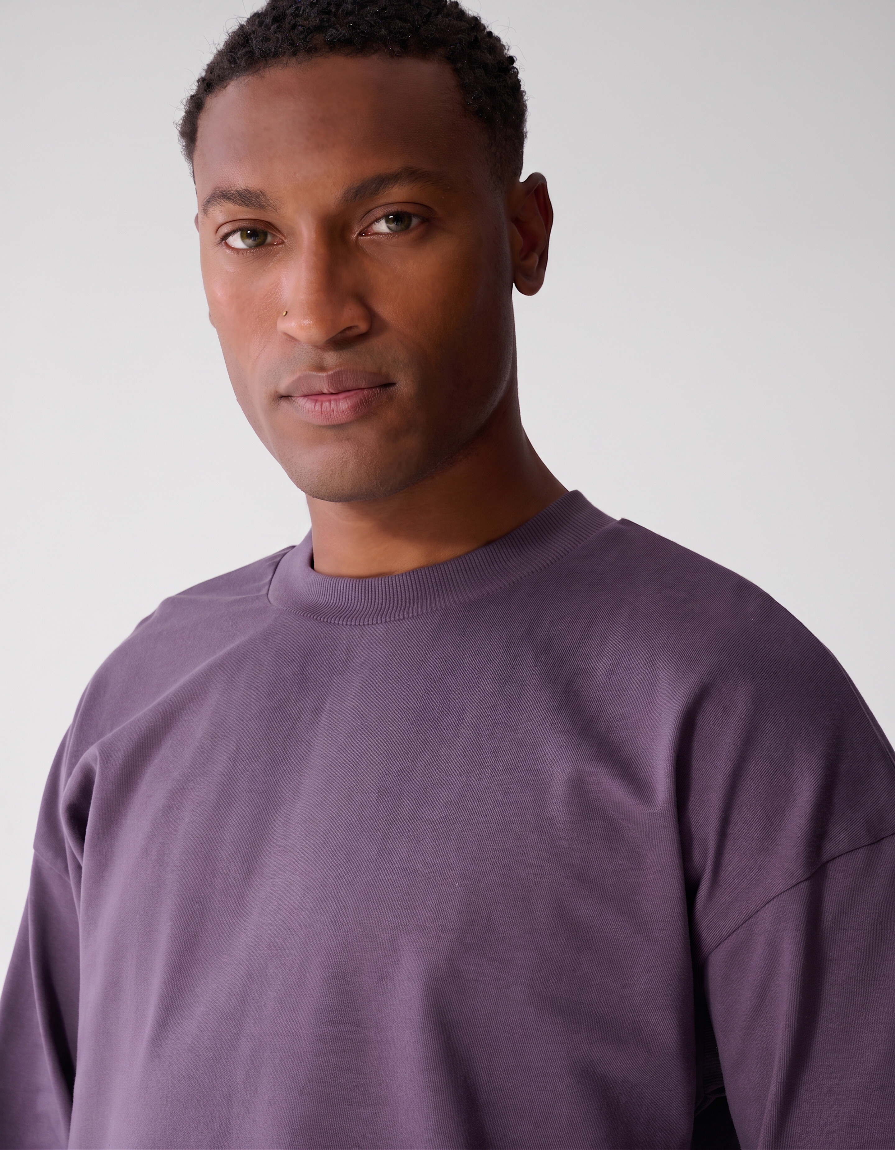 Basic-Langarmshirt in Relaxed Fit lila SHOEBY MEN
