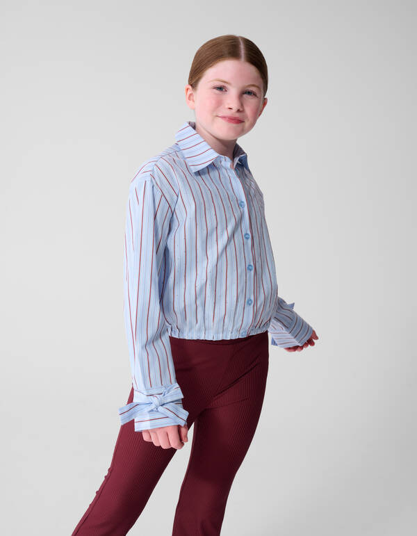 Nadelstreifen-Bluse mit Strasssteinen Hellblau SHOEBY GIRLS