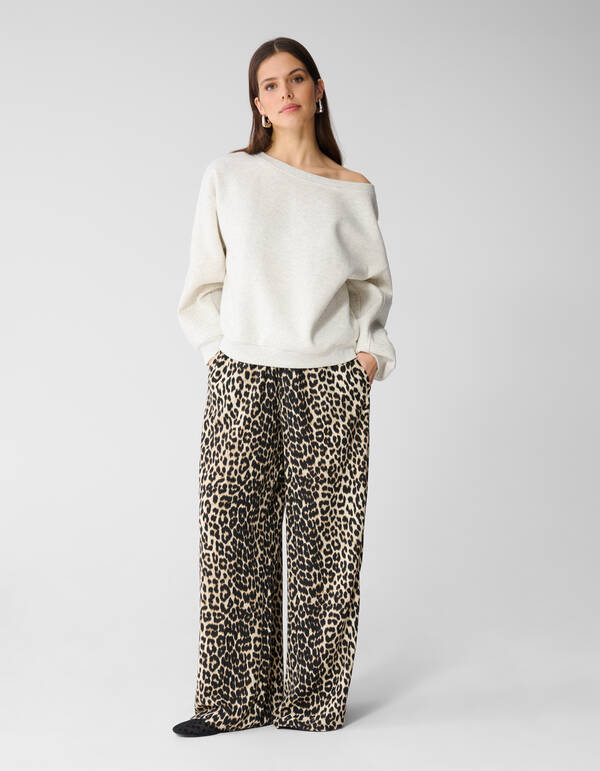 Leopard Weitbein-Hose Braun SHOEBY WOMEN