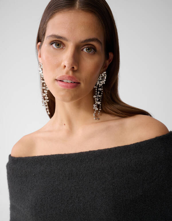 Off-Shoulder Pullover Dunkelgrau SHOEBY WOMEN