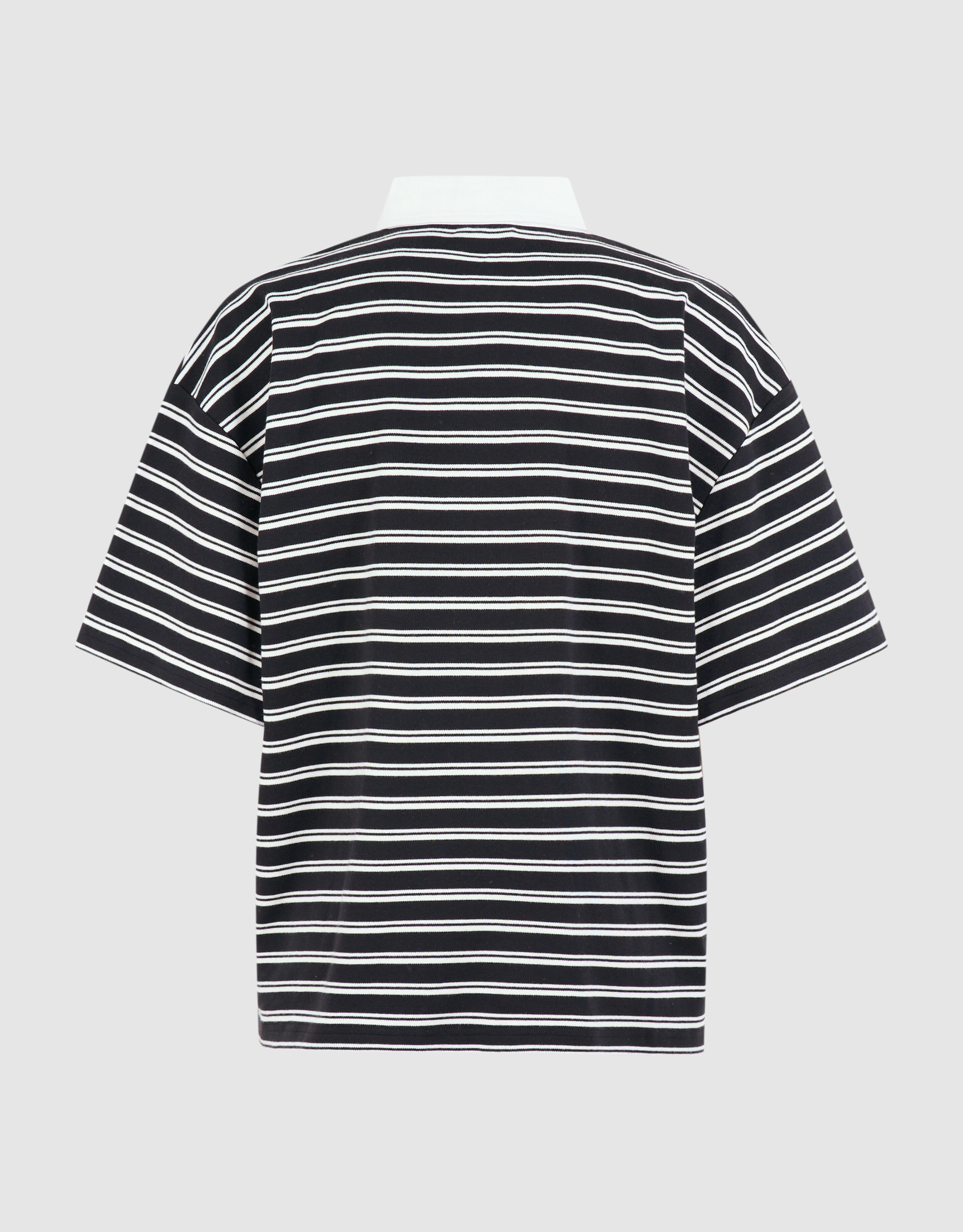 &Uuml;bergro&szlig;es Streifen-Kurzarm-Poloshirt Schwarz SHOEBY WOMEN
