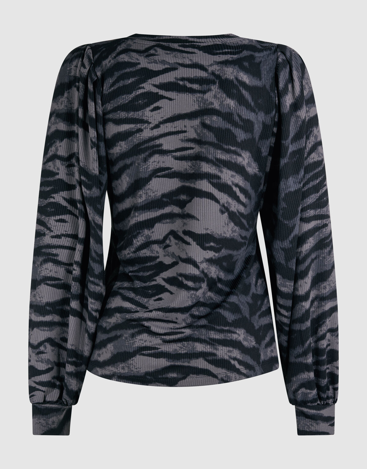 Tigerprint Rib Jersey Top Dunkelgrau SHOEBY WOMEN