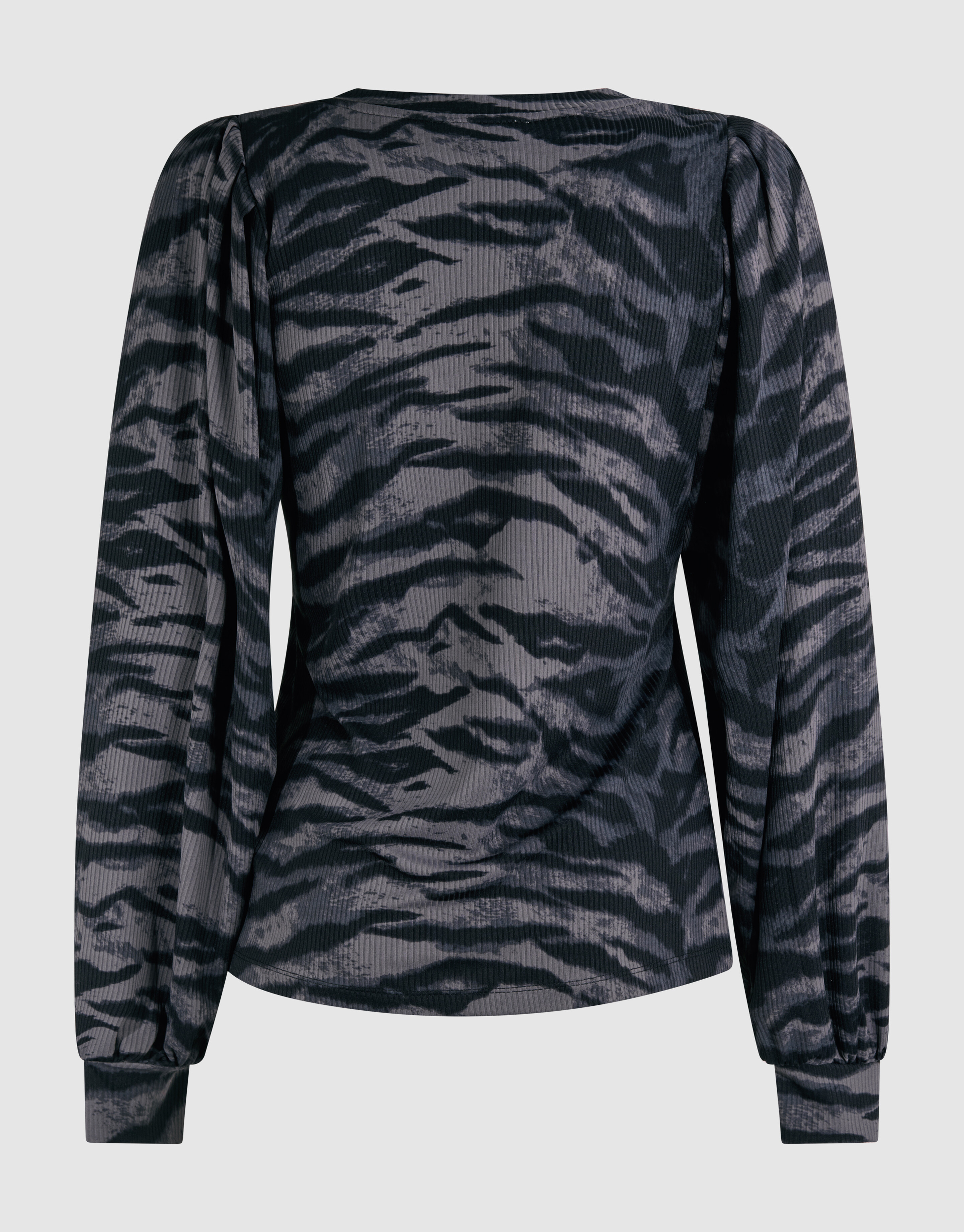 Tigerprint Rib Jersey Top Dunkelgrau SHOEBY WOMEN
