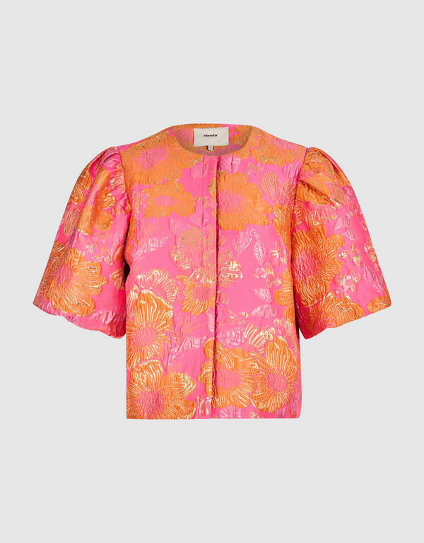 Jacquard-Blumenbluse Rosa/Orange SHOEBY WOMEN
