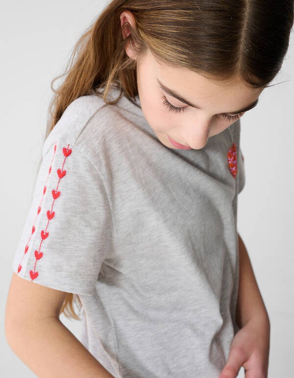Heart Artwork T-Shirt Hellgrau SHOEBY GIRLS