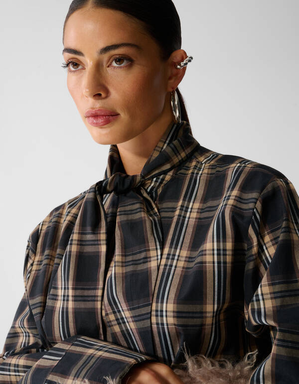 Bluse im Oversize-Schnitt mit Schal Braun SHOEBY WOMEN