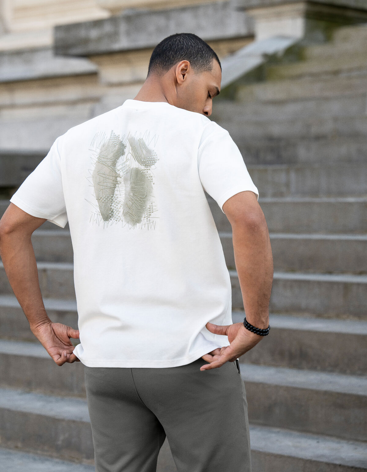 Besticktes Mix T-Shirt Weiß SHOEBY MEN