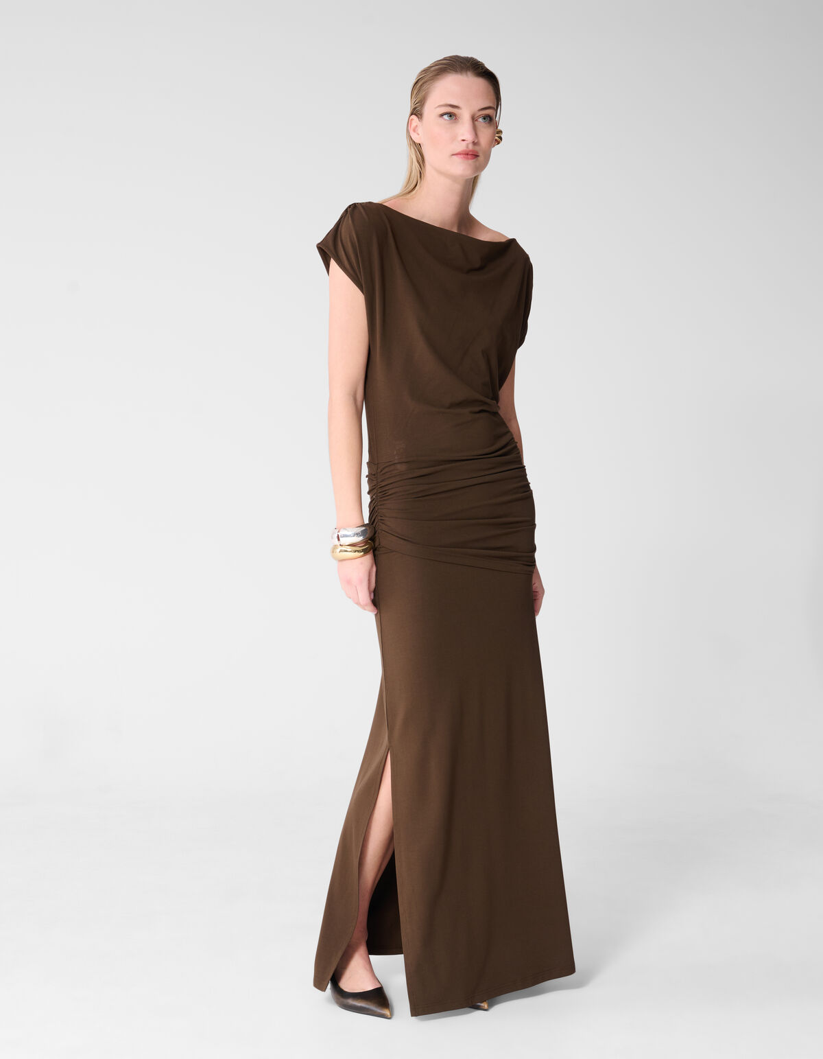 Drapierte Maxikleid Braun von Fred SHOEBY WOMEN