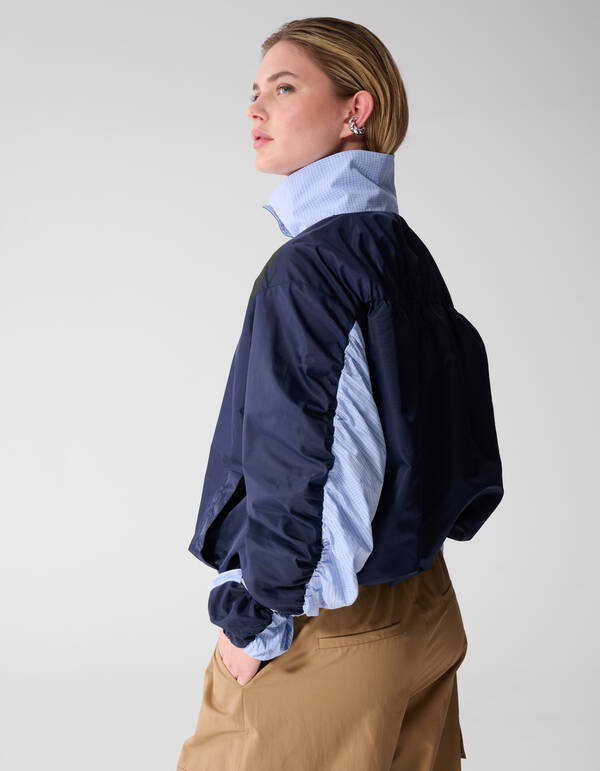 Karierte Satin-Bomberjacke Blau SHOEBY WOMEN