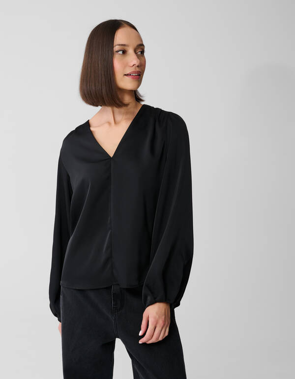 V-Ausschnitt Bluse Schwarz SHOEBY WOMEN