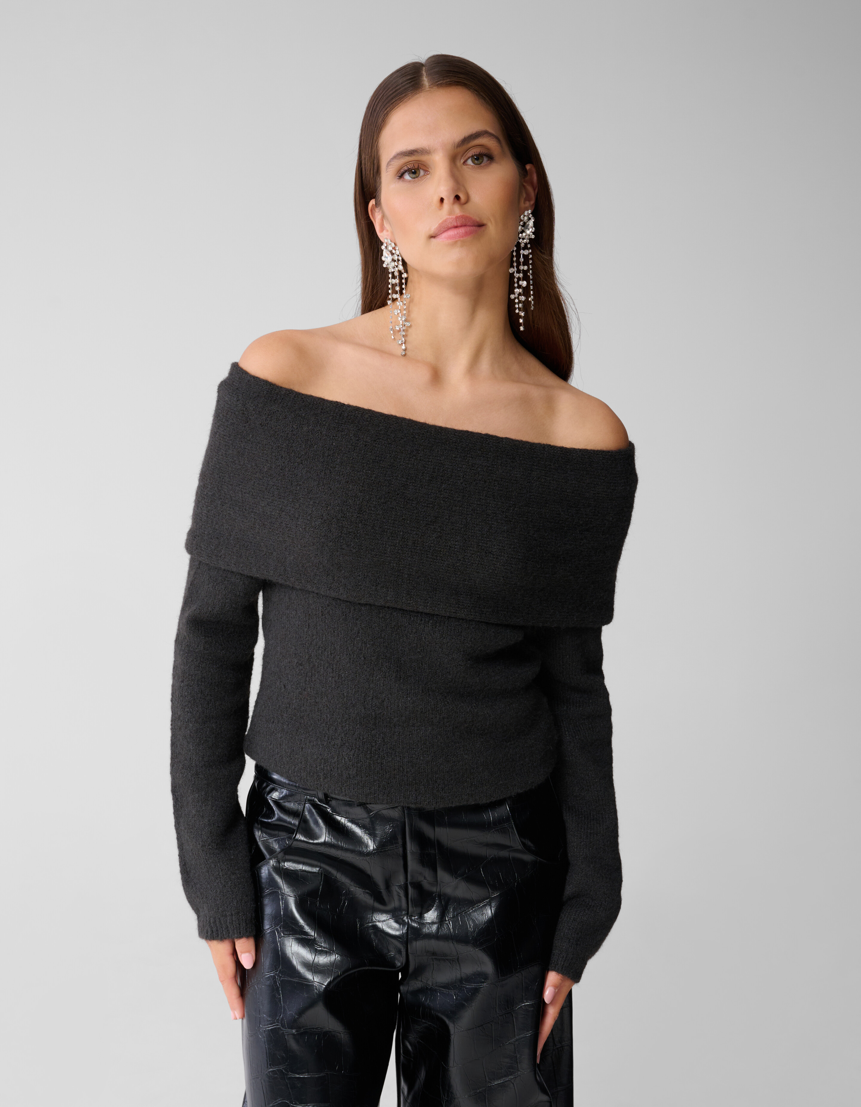 Off-Shoulder Pullover Dunkelgrau SHOEBY WOMEN