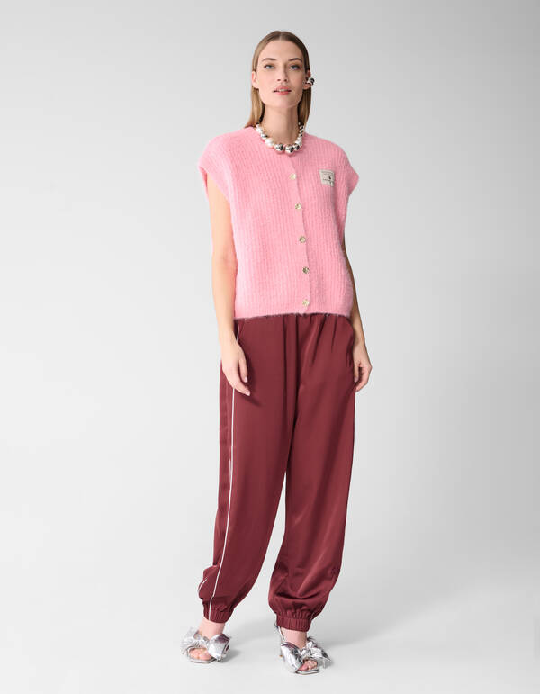 Flauschige Weste mit Kn&ouml;pfen Rosa SHOEBY WOMEN