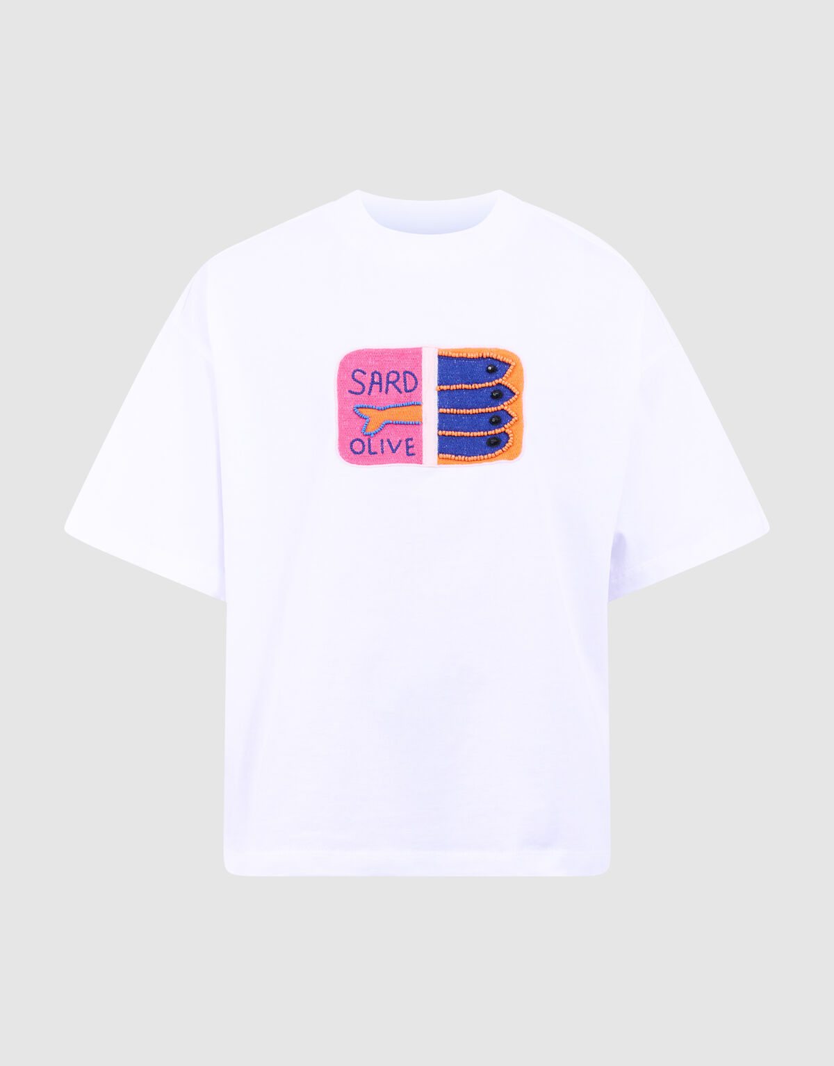 Sardinen-Stickerei T-Shirt Wei&szlig; SHOEBY GIRLS