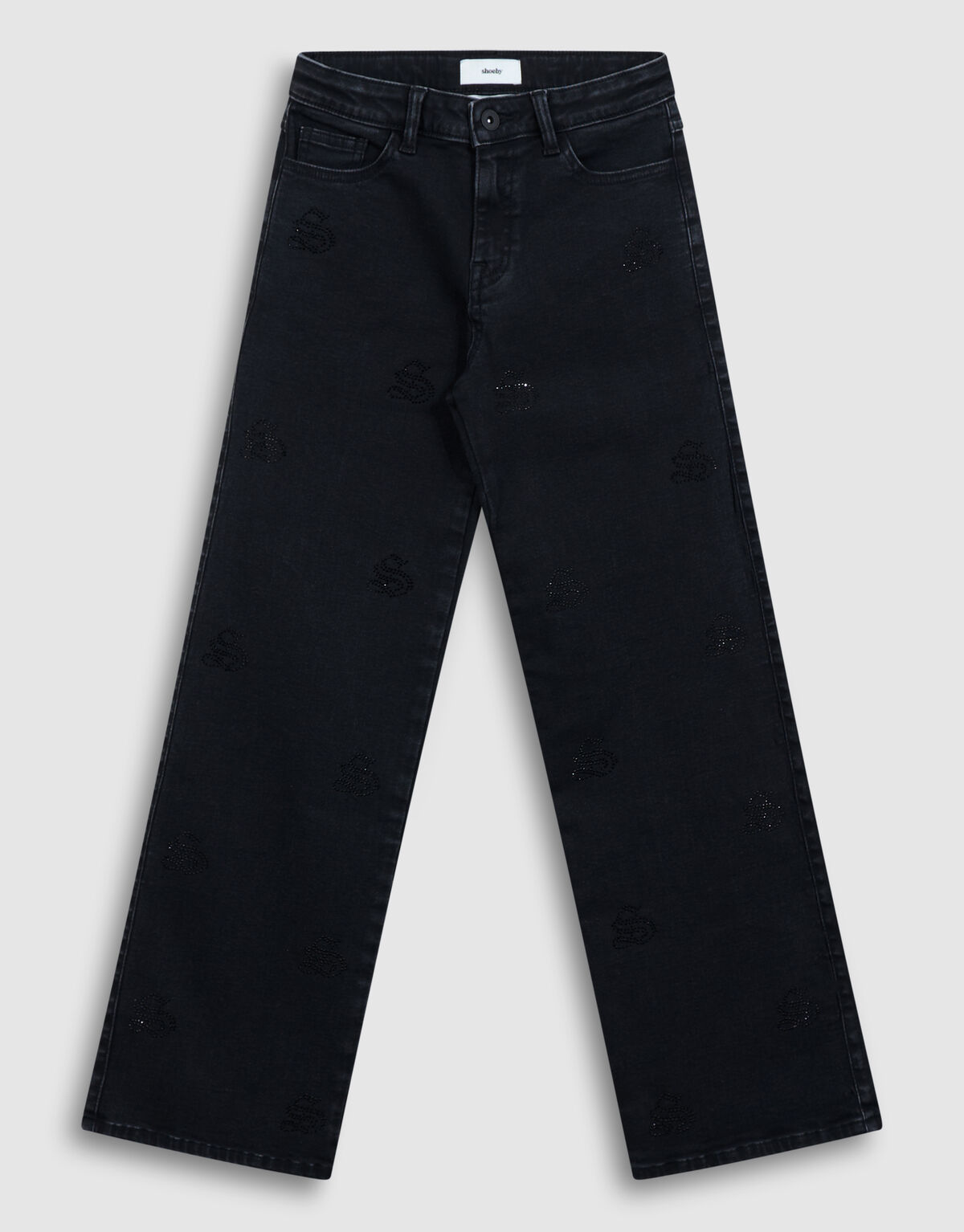 Shiny Wide Leg Fit Jeans in Schwarz SHOEBY GIRLS