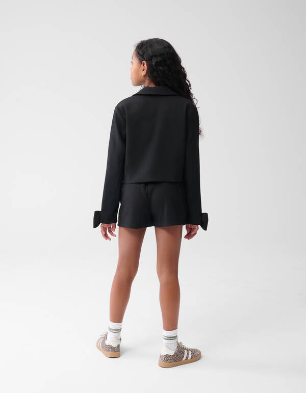 Cropped Bow Blazer Schwarz SHOEBY GIRLS