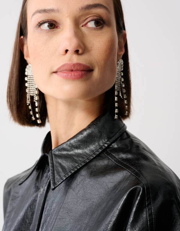 Vegane Leder-Carpenter-Bluse Schwarz SHOEBY WOMEN