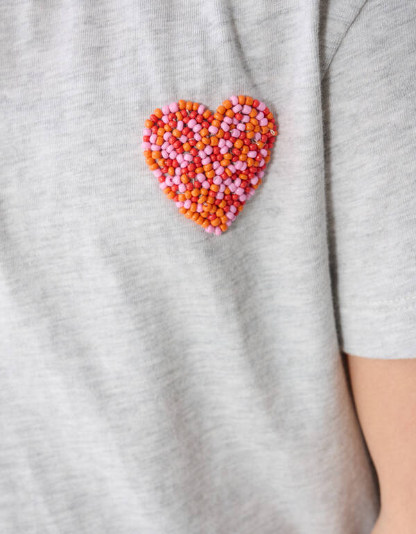 Heart Artwork T-Shirt Hellgrau SHOEBY GIRLS