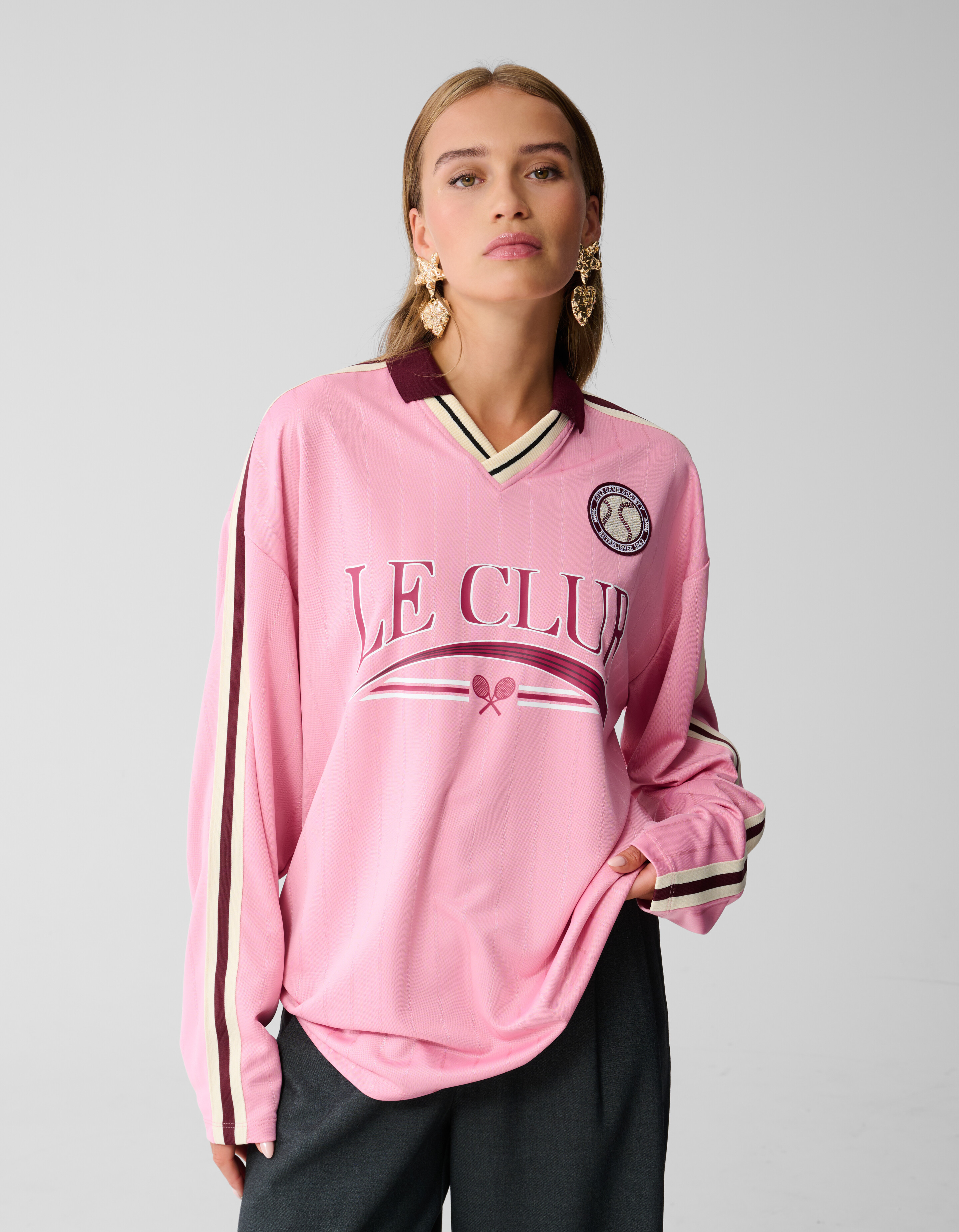 Baseball-T-Shirt in Übergröße Roze SHOEBY WOMEN