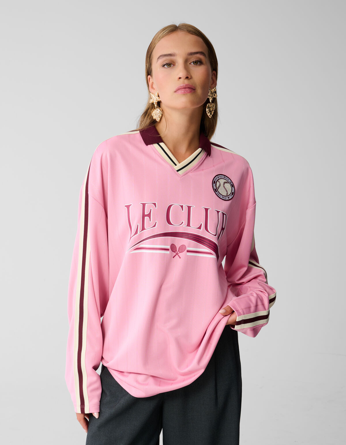 Baseball-T-Shirt in Übergröße Roze SHOEBY WOMEN