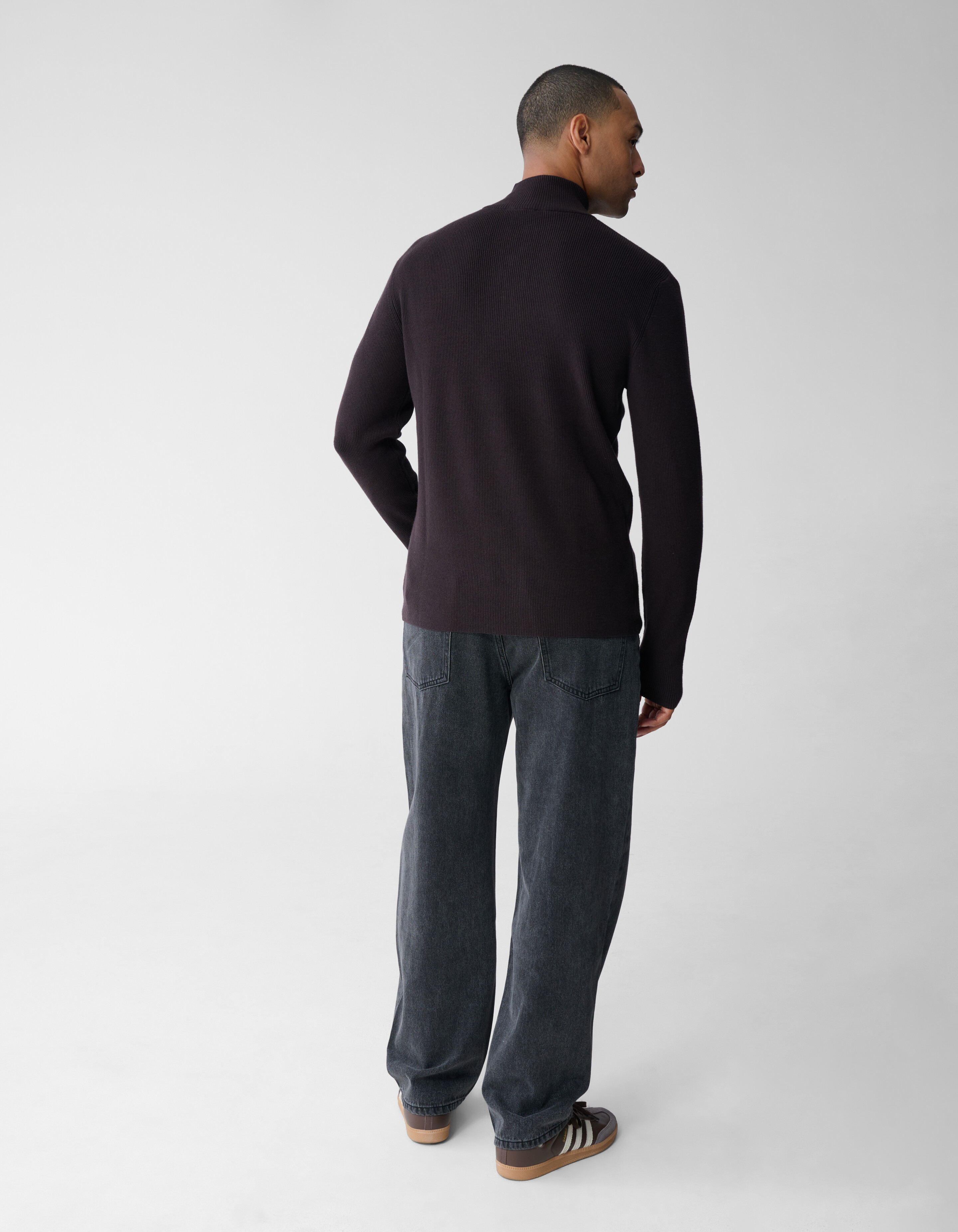 Pullover mit halbem Rei&szlig;verschluss, Strick, Dunkel SHOEBY MEN