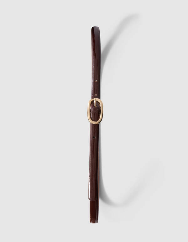 Schmale G&uuml;rtel Dunkelbraun/Gold SHOEBY ACCESSOIRES