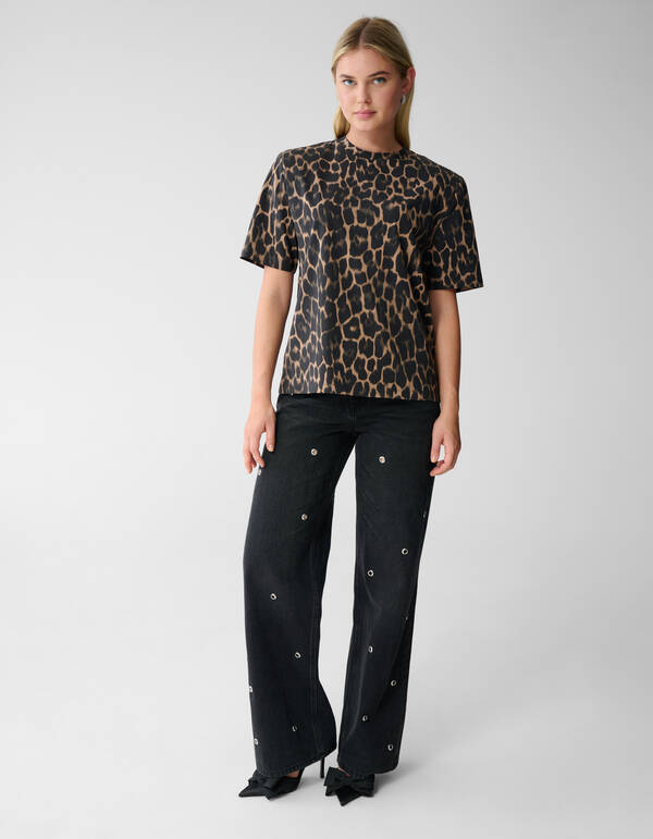 Leopard Padded T-Shirt Braun SHOEBY WOMEN
