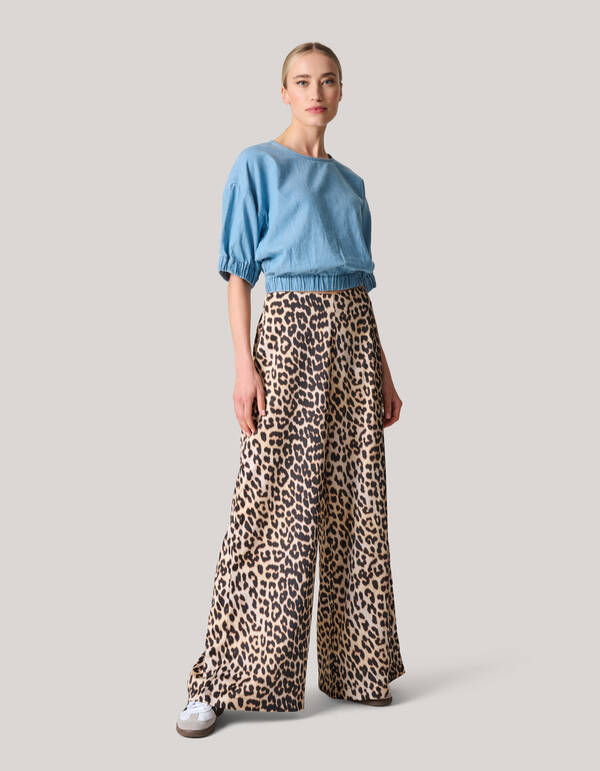 Leopard Satijnen Palazzo Broek SHOEBY WOMEN