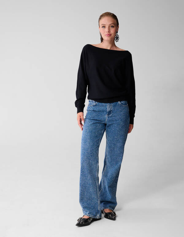 Jeans Structure mit weitem Bein in Mittelstein SHOEBY WOMEN