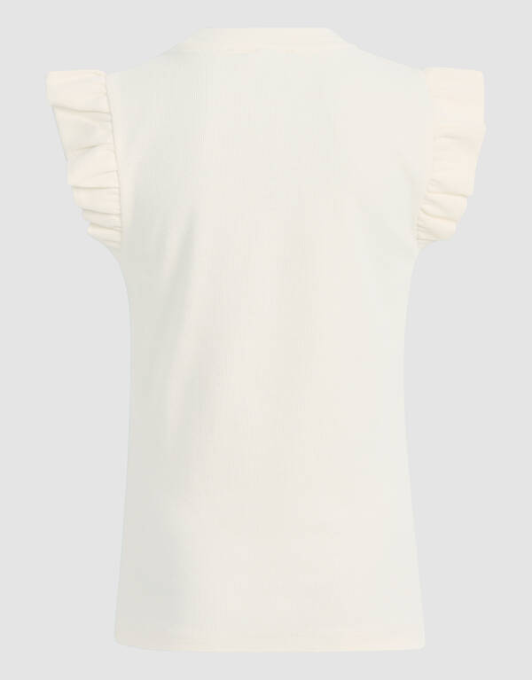 Ruffle Rib Top Off White SHOEBY GIRLS
