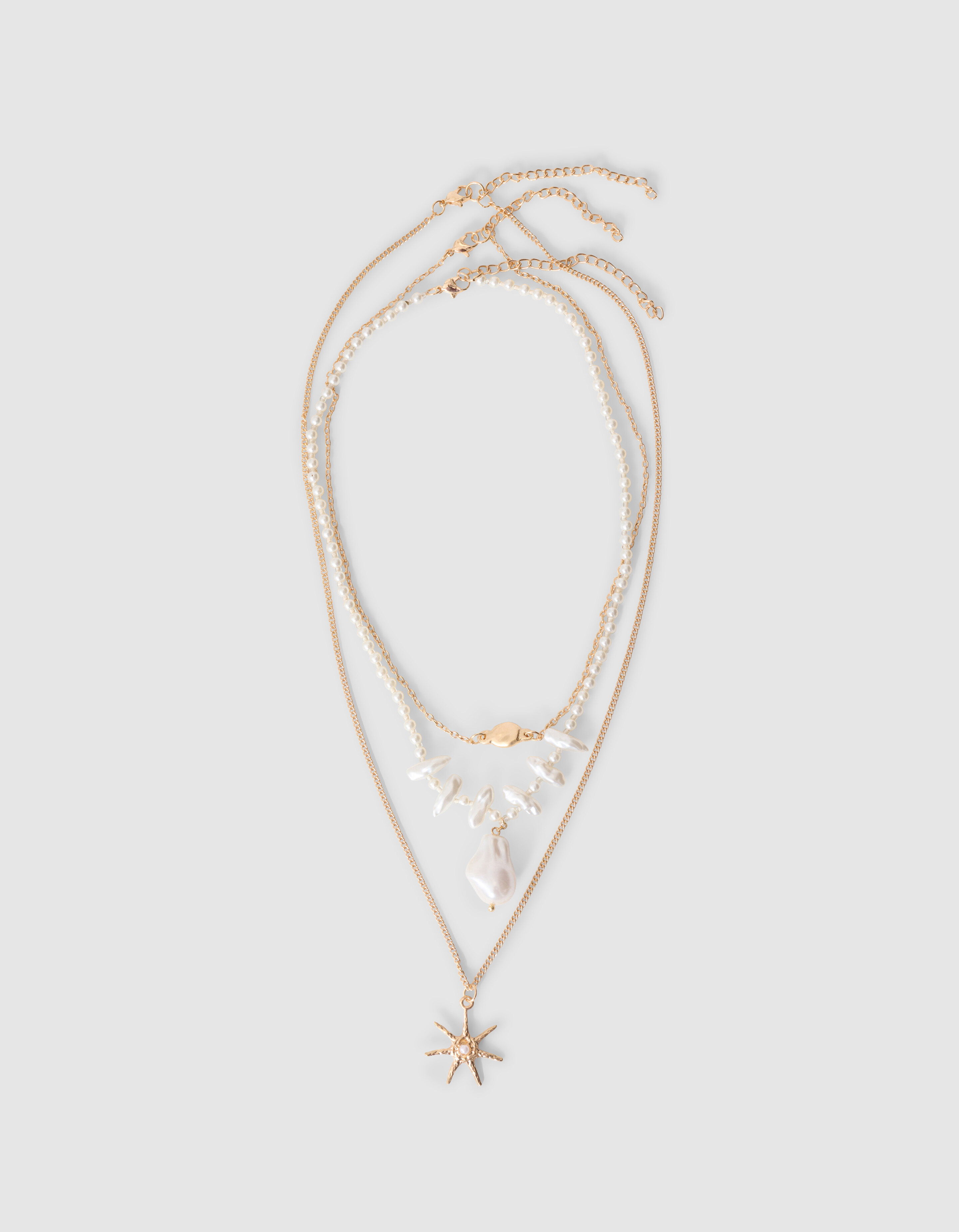 Triple Charm Halskette Gebrochenes Wei&szlig; SHOEBY ACCESSOIRES