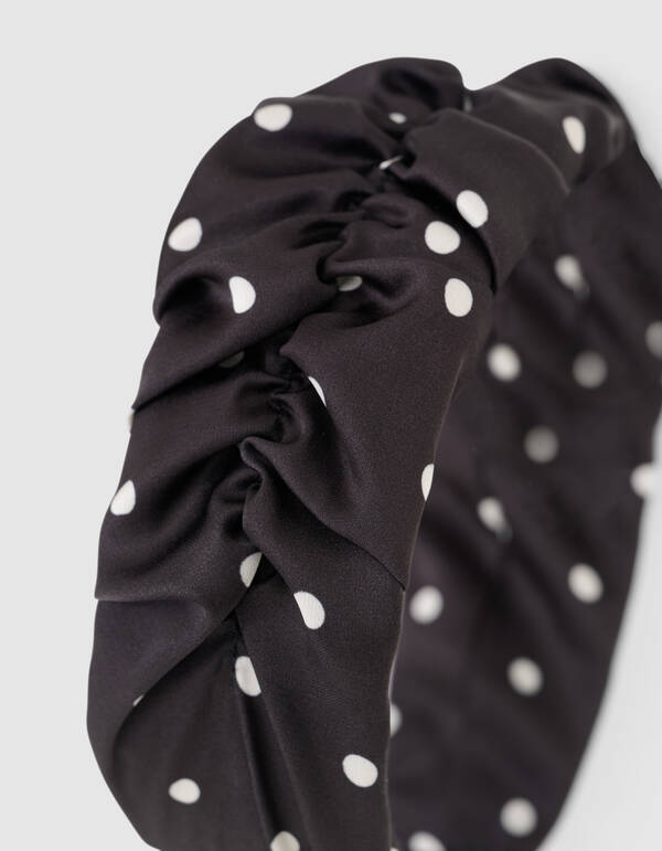 Polkadot gerafftes Haarband Schwarz SHOEBY ACCESSOIRES