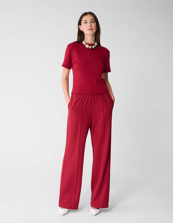 Tailliertes, kurzes T-Shirt Dunkelrot SHOEBY WOMEN