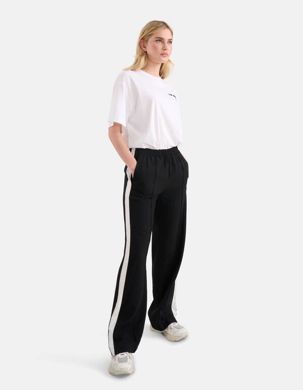 Sporty Wide Leg Broek Zwart SHOEBY WOMEN