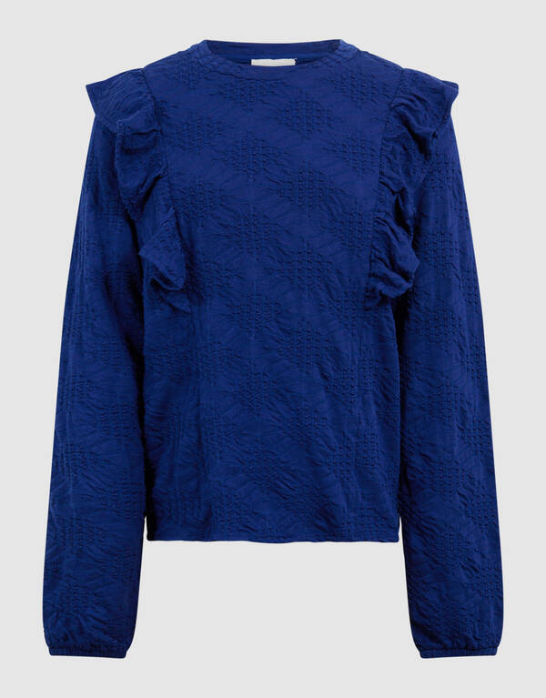 R&uuml;schen-Langarmshirt Dunkelblau SHOEBY GIRLS