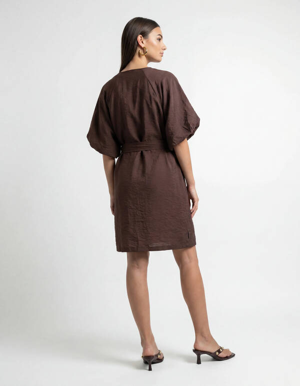 V-Ausschnitt Mini Kleid Braun SHOEBY WOMEN