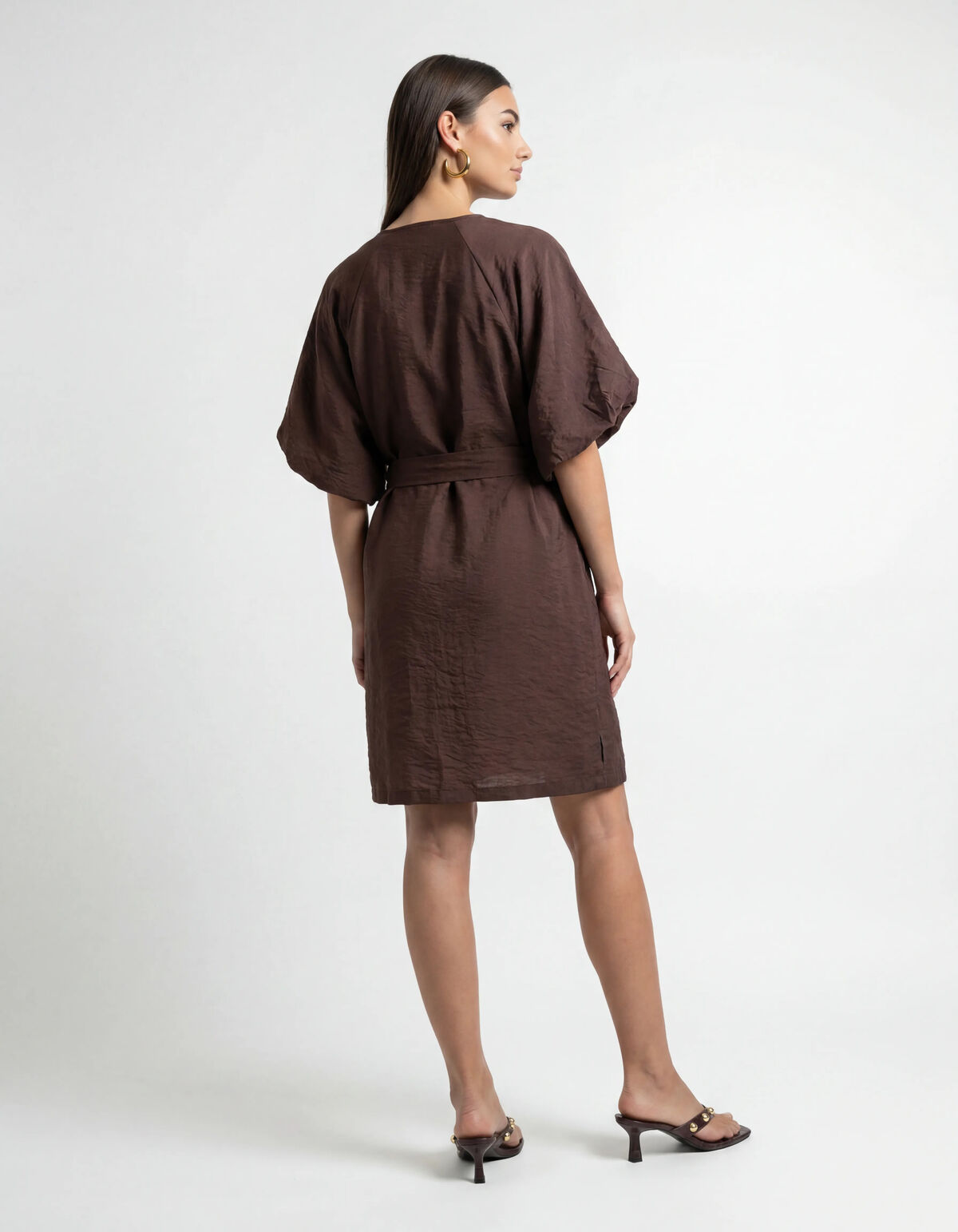 V-Ausschnitt Mini Kleid Braun SHOEBY WOMEN