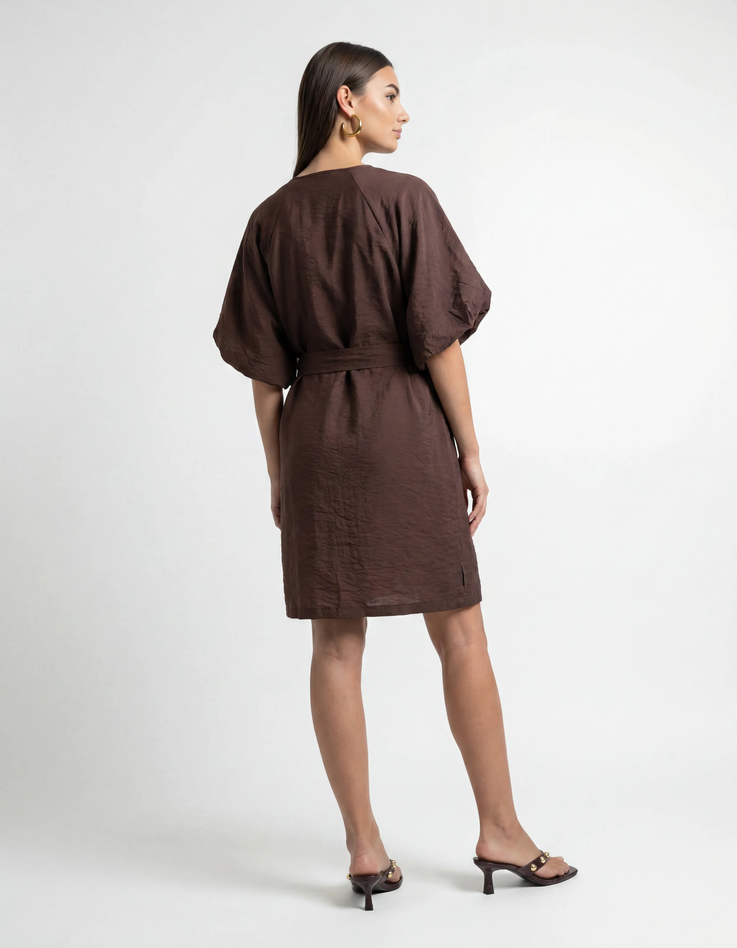 V-Ausschnitt Mini Kleid Braun SHOEBY WOMEN
