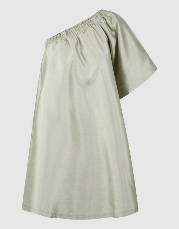 Gl&auml;nzendes One-Shoulder-Mini-Kleid Hellgr&uuml;n SHOEBY WOMEN
