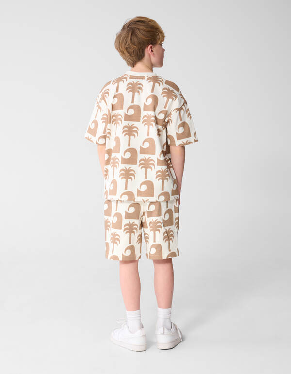 Palm Print Kurz Gebrochen Wei&szlig; SHOEBY BOYS