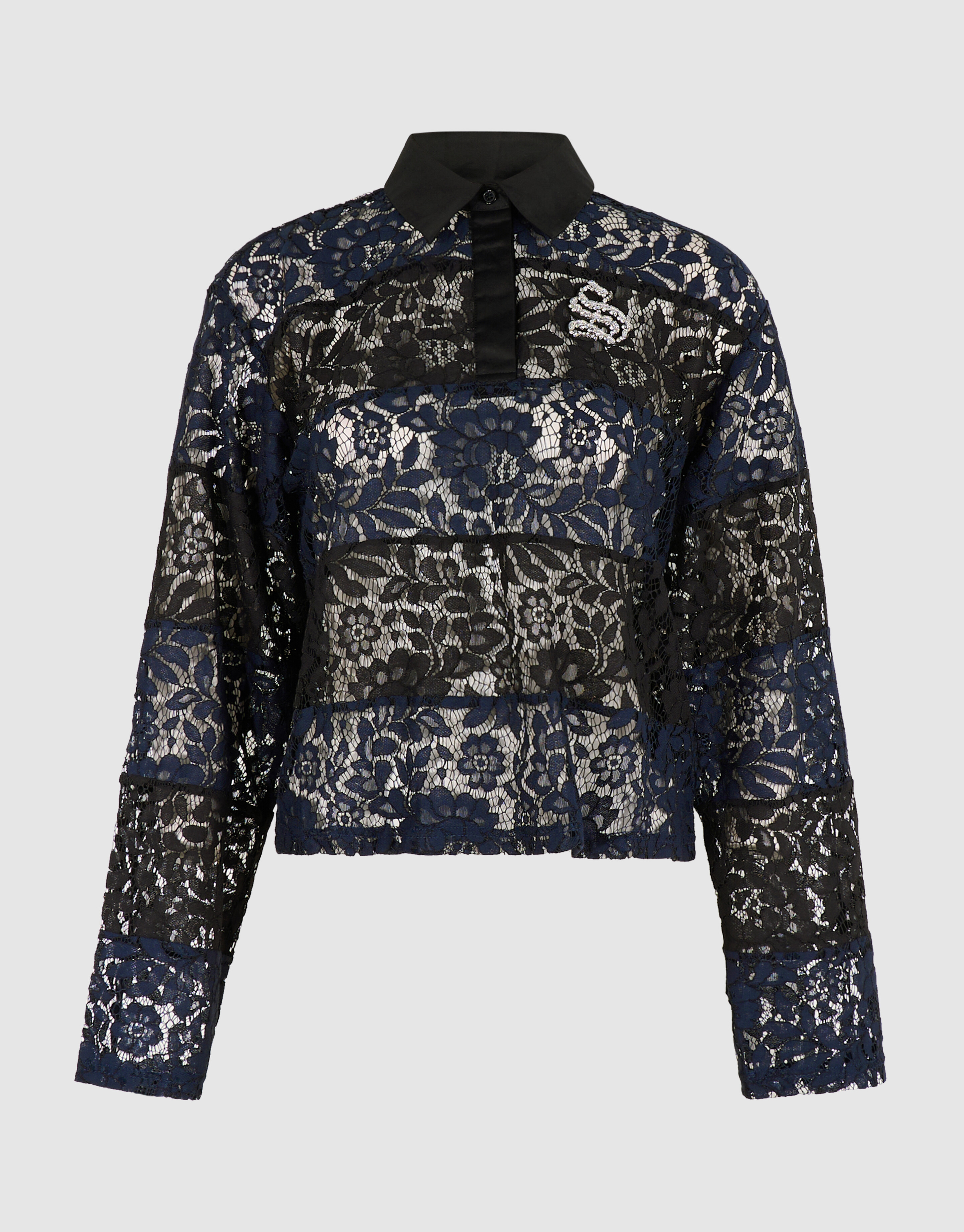 Gestreiftes Lace Polo schwarz/dunkelblau SHOEBY WOMEN