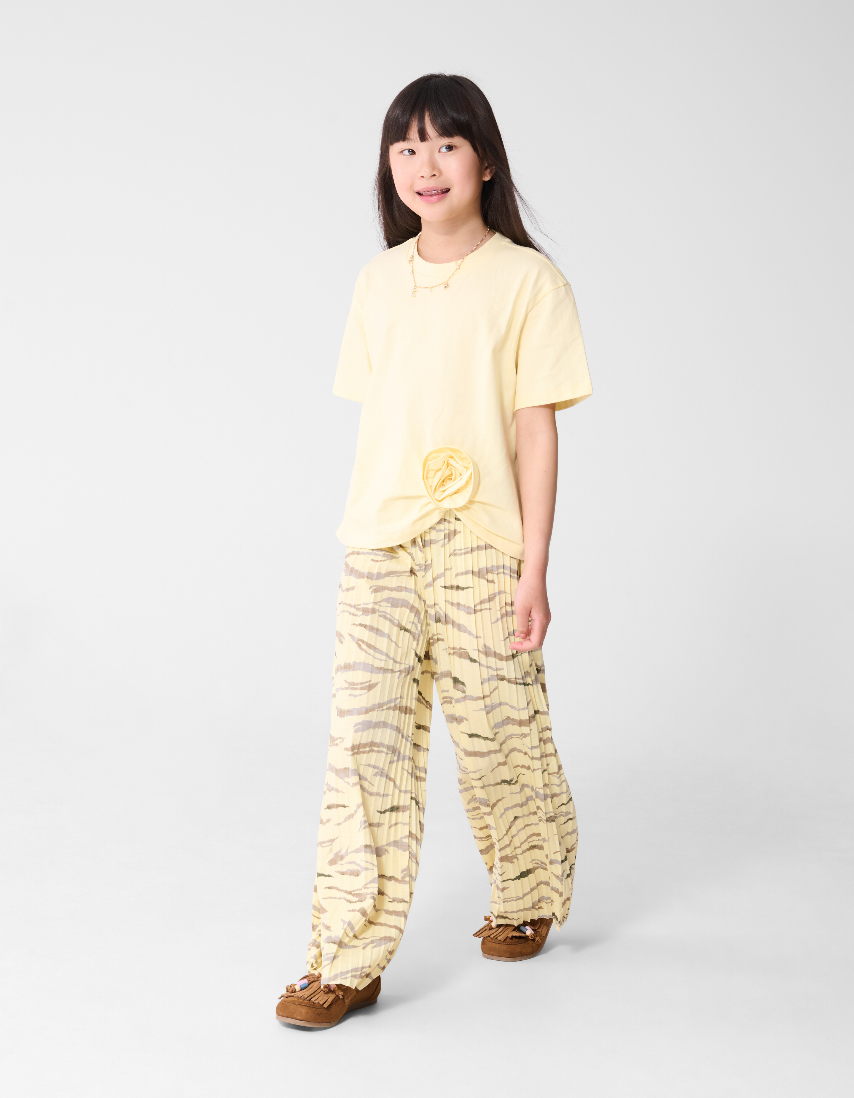 Tiger Plissee Weite Hose Hellgelb SHOEBY GIRLS